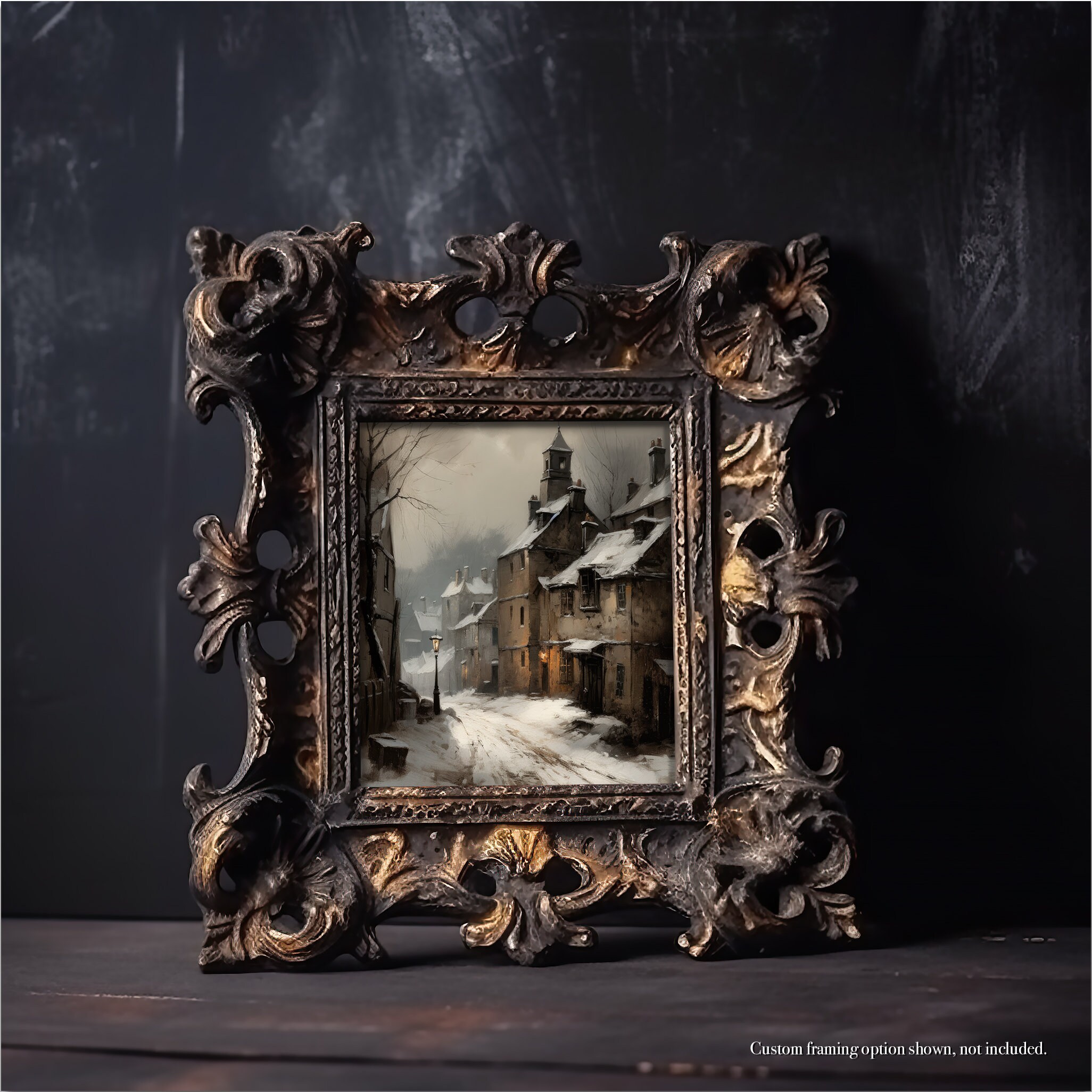 Moody Vintage Village Wall Decor Print Etsy