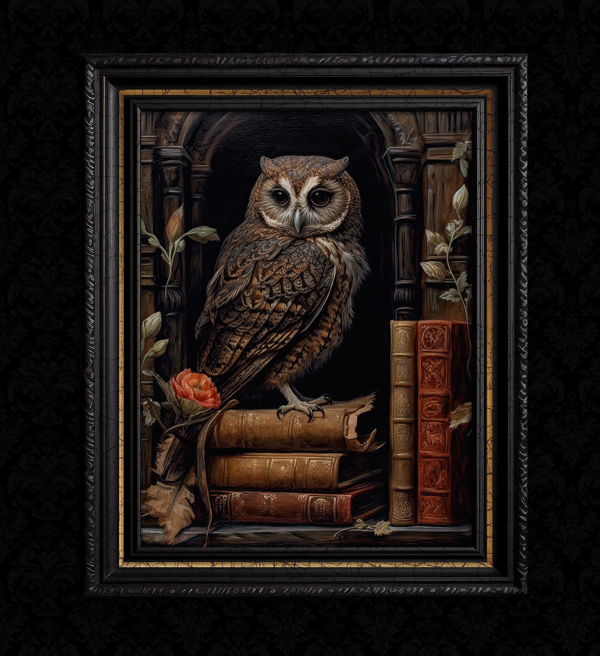 Dark Academia Decor Owl Print