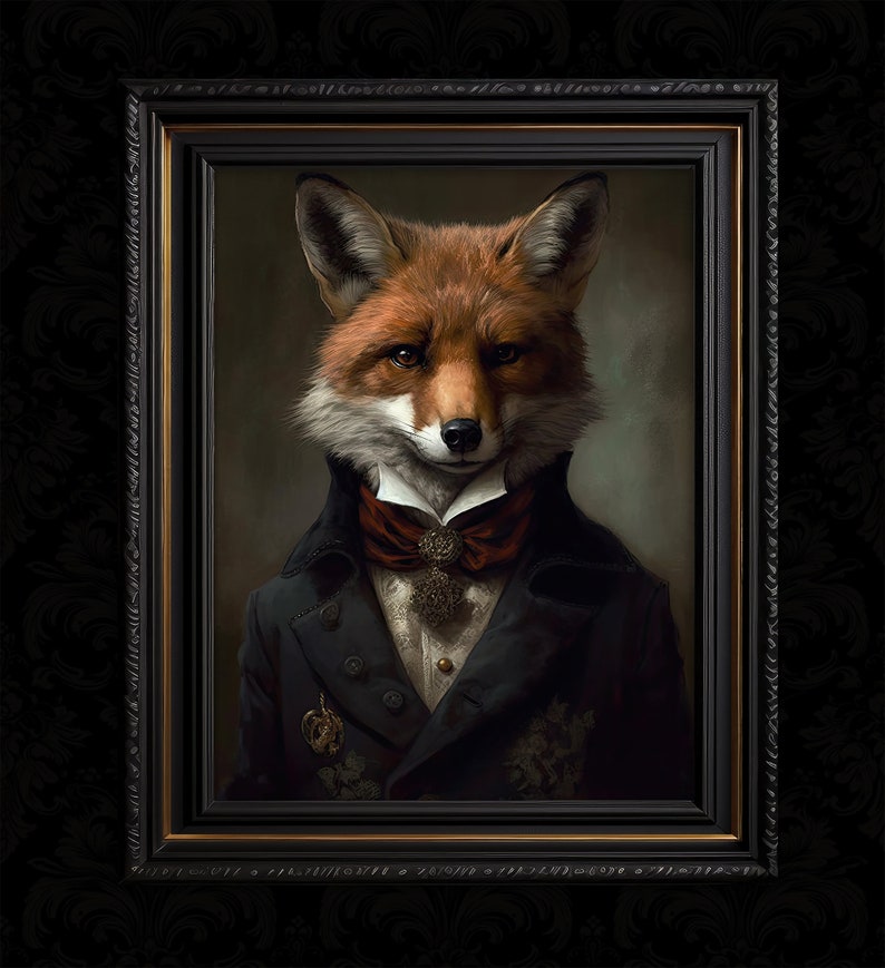 Victorian Fox Vintage Wall Art Print - Etsy