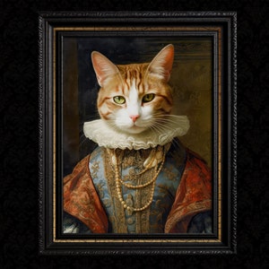 Renaissance Cat Portrait, Cat Poster,  Cat Portrait Art