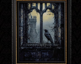 Goth Decor Raven Gothic Wall Art Print