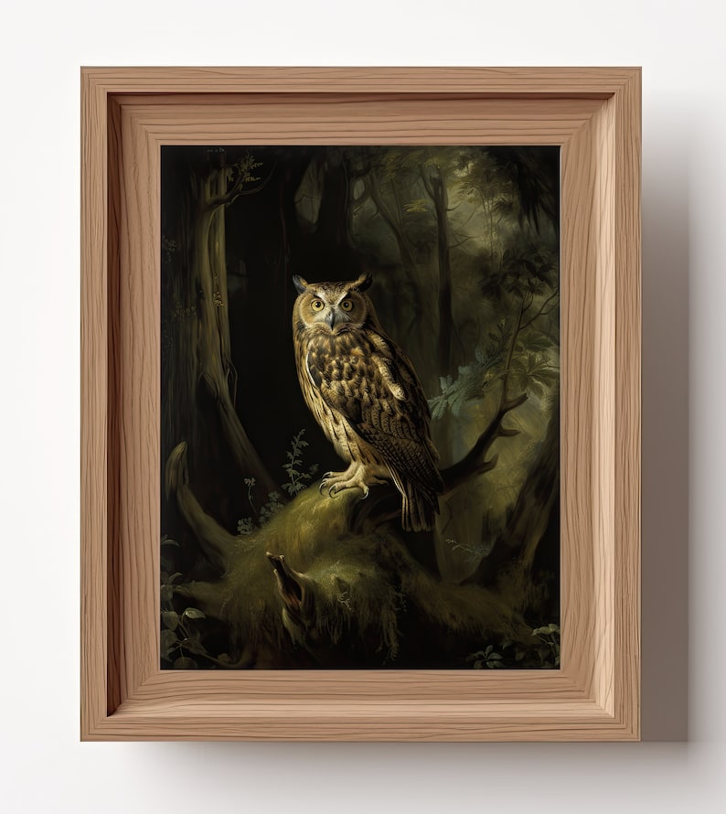 Vintage Owl Wall Decor Print Etsy