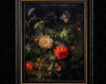 Dark Gothic Floral Wall Art Print