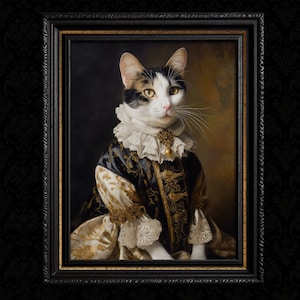 Elizabethan Cat Portrait Wall Art Print