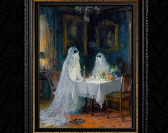 Spöken som äter middag - Väggdekoration med spökmålning