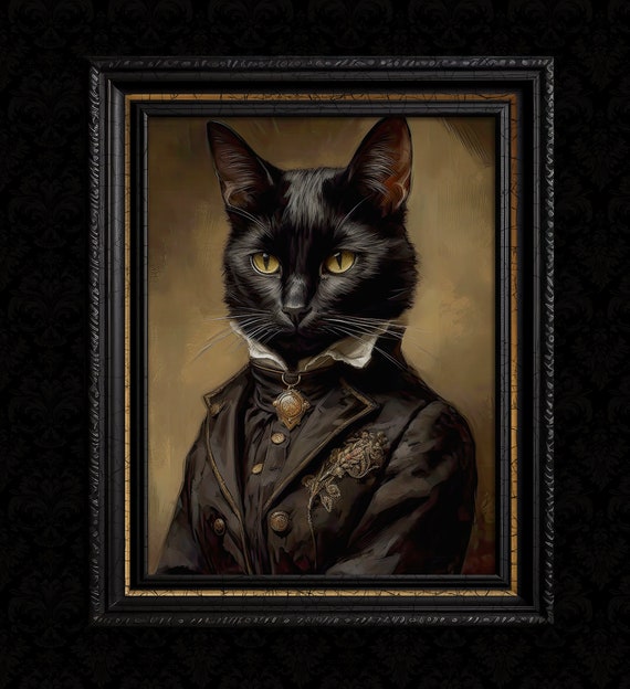 【CAT】　vintage poster Victorian Cat Art Vintage Poster - Etsy