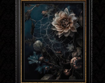 Dark Academia Decor Dark Floral Print