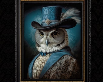 Victorian Owl Portrait Wall Decor Print