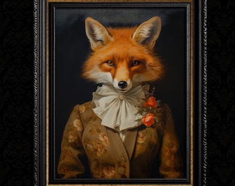 Dekoracja ścienna z motywem lisa - portret fantasy w stylu wiktoriańskim