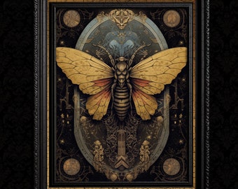 Wystrój Dark Academia Moth Print
