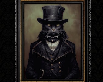 Victorian Cat Vintage Wall Art Print