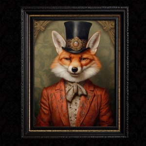 Victorian Fox Vintage Wall Art Print