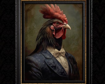 Lámina de arte de pared vintage con decoración de gallo