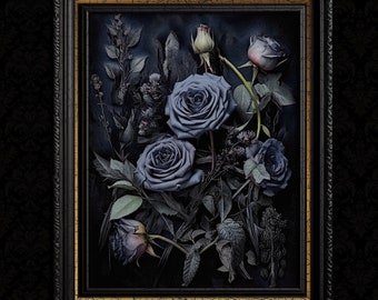Dark Academia Dark Flowers Wall Decor Print