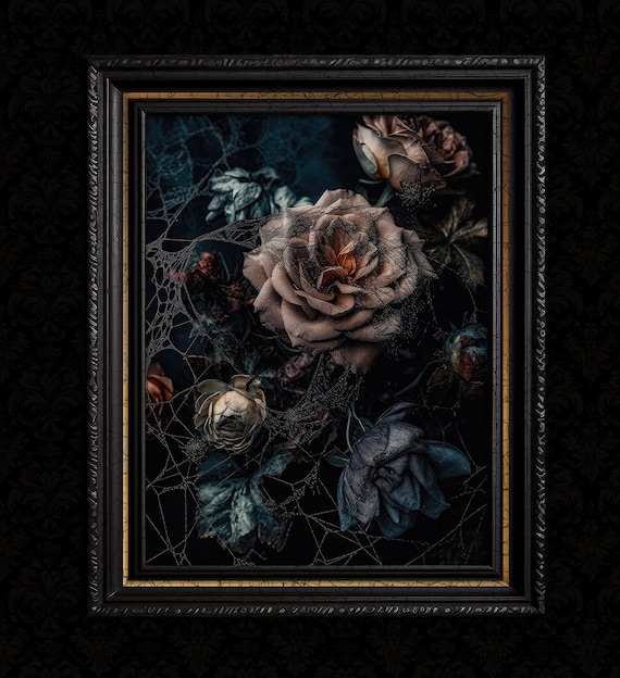 Dark Floral Print Dark Academia Decor