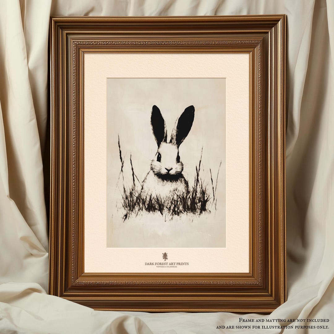 Ink Sketch of Vintage Bunny Rabbit Art Print for Spring Decor - Etsy