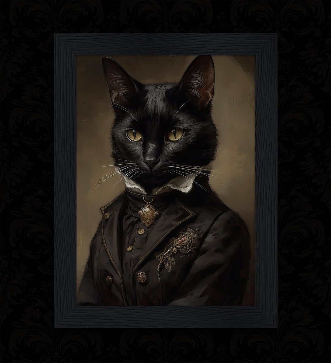 Victorian Cat Art Vintage Poster Etsy
