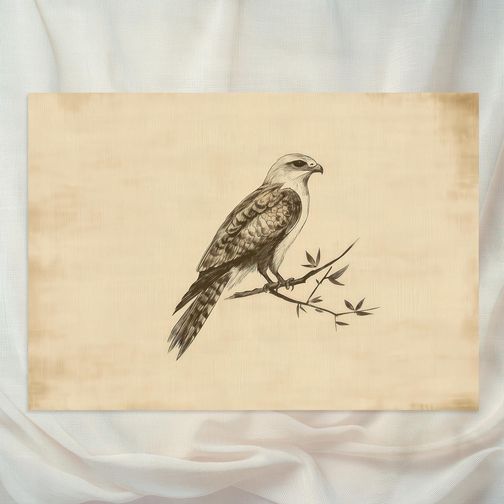 Hawk Rip Print Vintage Ink Drawing of Hawk - Fine Art Print for Vintage Decor - Etsy