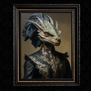 ドラゴンの装飾壁アートプリント - ドラゴンのビクトリア朝の肖像画