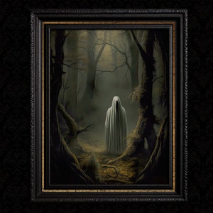 Fantasma en el bosque oscuro, póster vintage, impresión de póster artístico, academia oscura, gótico victoriano