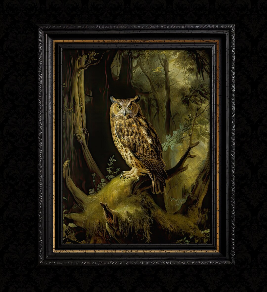 Vintage Owl Wall Decor Print Etsy