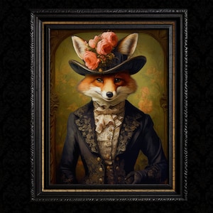 Victorian Fox Vintage Wall Decor Print