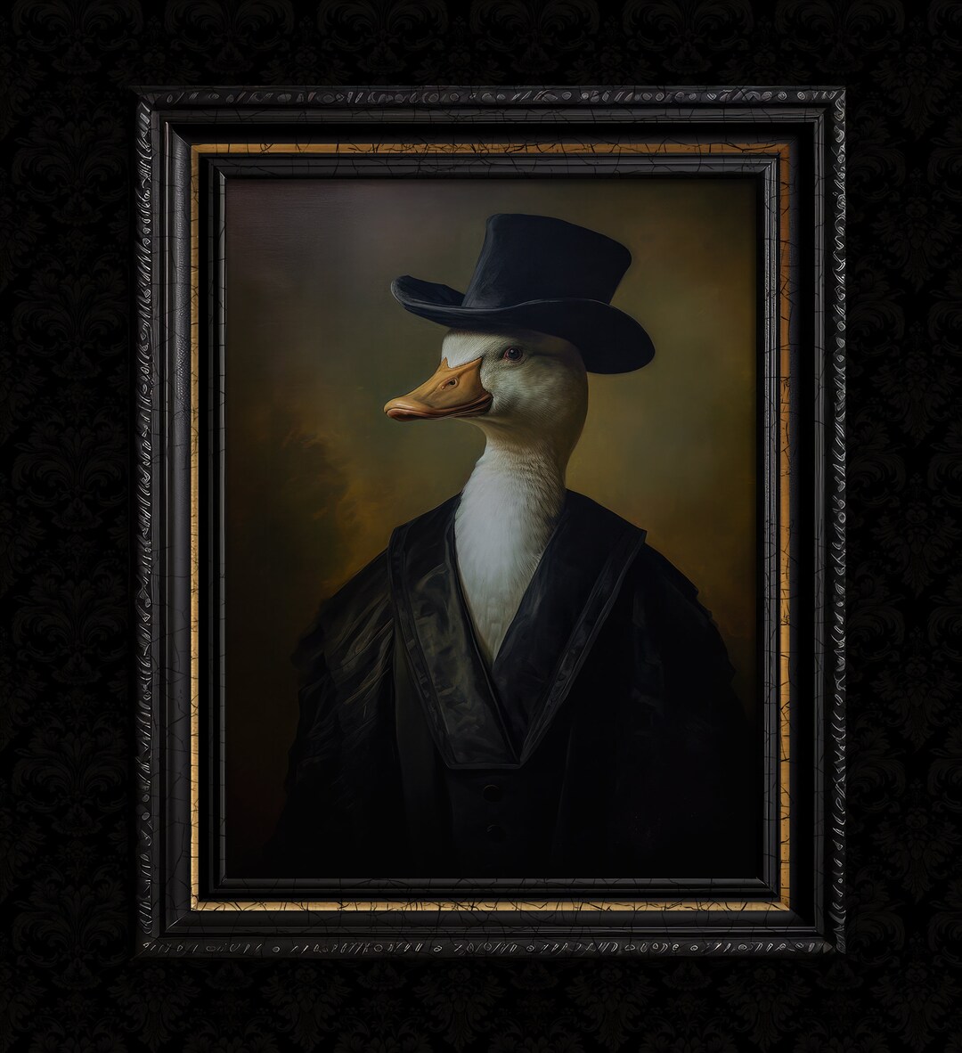 Single Goose Framed Antique Art 12x16 main image 1