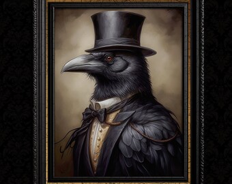 Victorian Gothic Raven Art Print, Home Decor