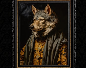 Victorian Wolf Art Portrait Wolf Wall Decor Print