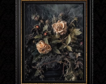 Dark Academia Decor Dark Floral Print