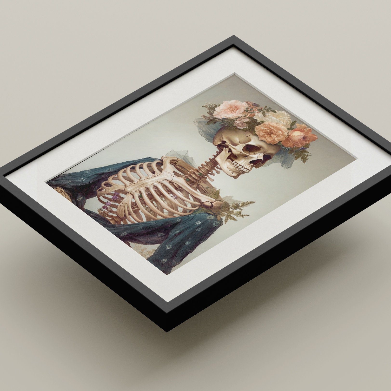 Squeleton Portrait Victorian Skeleton Portrait Print - Etsy