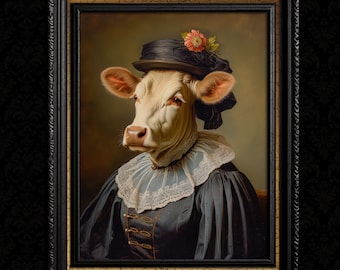 Cow Art Print Victorian Fantasy Animal Portrait