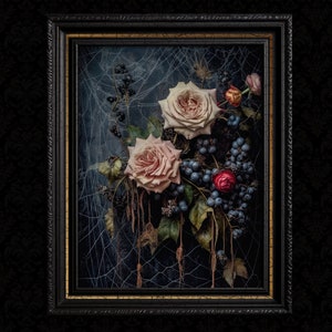 Dark Academia Decor Flowers with Spiderweb