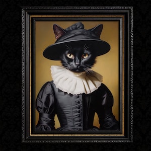 Black Cat Art Portrait Cat Decor Print
