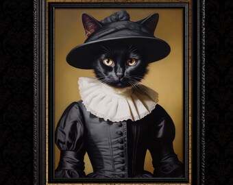 Black Cat Art Portrait Cat Decor Print