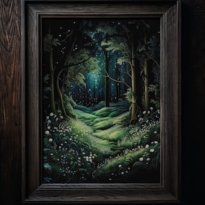 Dark Cottagecore Forest Wall Art Print - Etsy