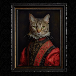 Renaissance Cat Portrait Wall Art Print