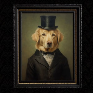 Victorian Golden Retriever Vintage Wall Decor Print