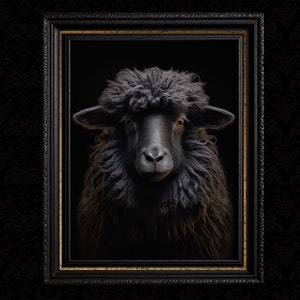 Estampado de oveja negra de Dark Academia Decor