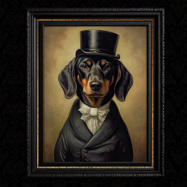 Victorian Dachshund Vintage Wall Art Print