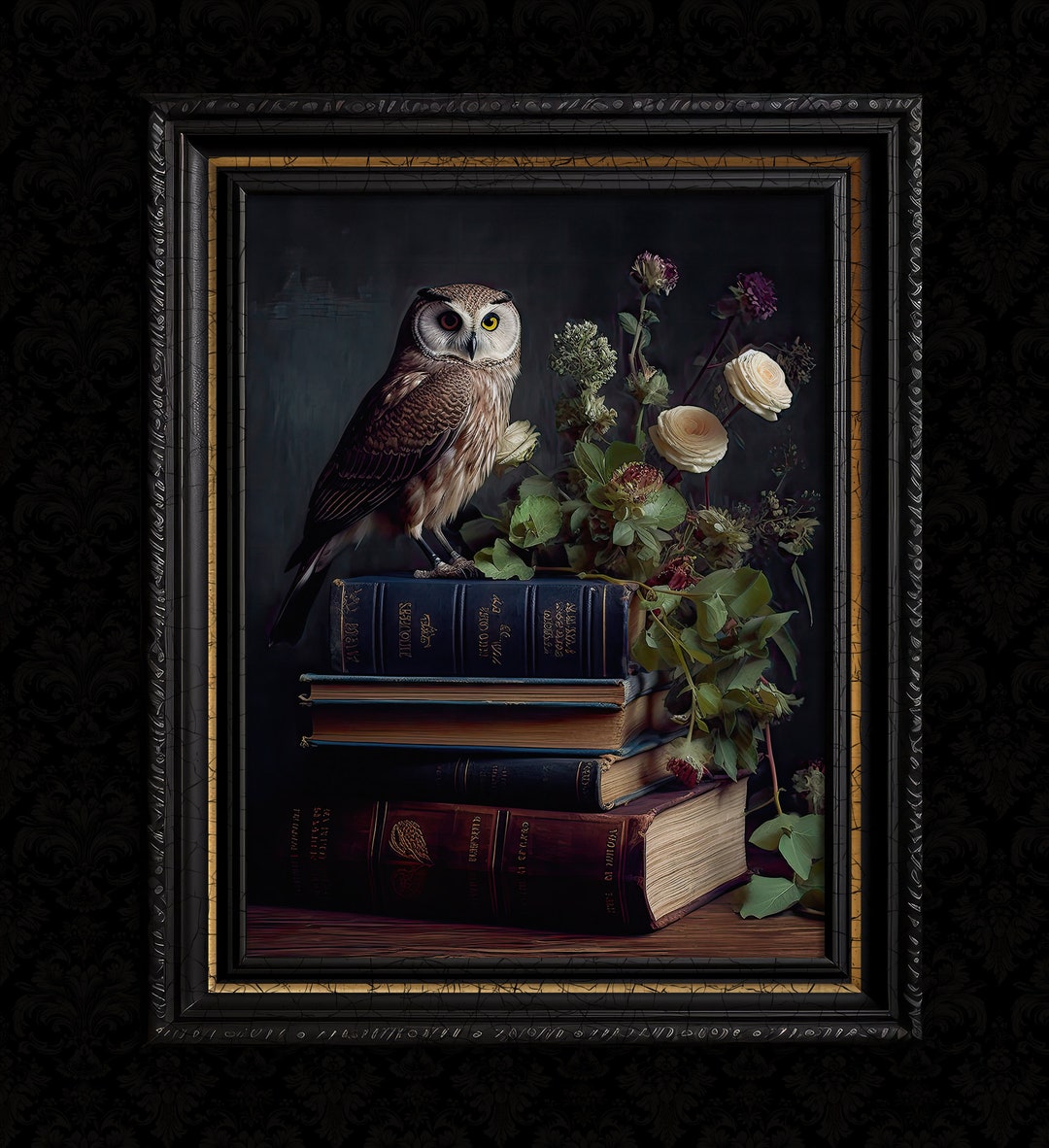 Vintage Owl Wall Art Print Etsy