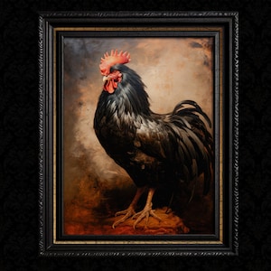 Rooster Art Print Black Rooster Decor