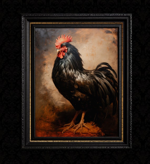 Rooster Art Print Black Rooster Decor