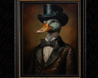 Victorian Duck Art Portrait Duck Wall Decor Print