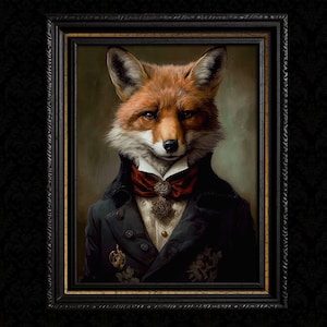 Victorian Fox Vintage Wall Art Print