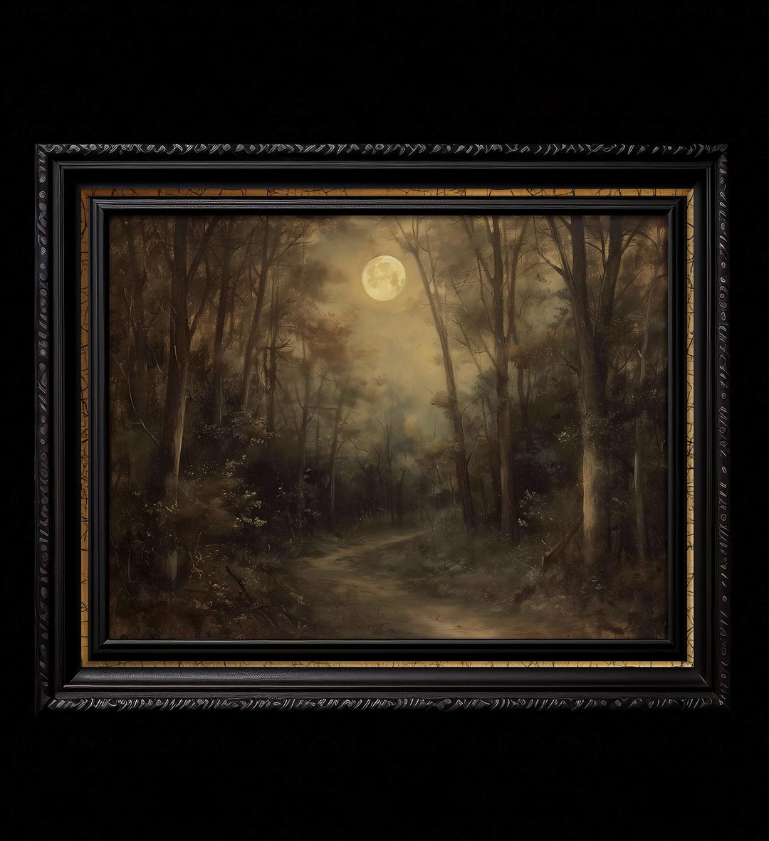 Vintage Full Moon Forest Art Print – Dark Academia Gothic Wall Decor - Etsy