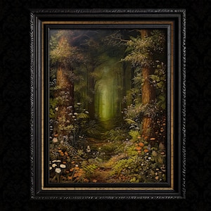 Donkere Cottagecore Forest-muurkunstafdruk