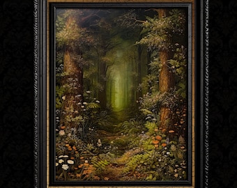 Dark Cottagecore Forest Wall Art Print