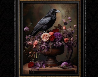 Vintage Moody Raven Wall Art Print