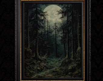 Goth Decor Dark Forest Wall Art Print